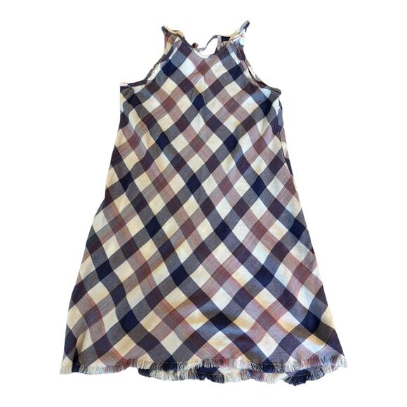 Chelsea & Violet Women’s Small Plaid Sleeveless Tank Dress/Tunic Halter Fringe - Picture 4 of 8